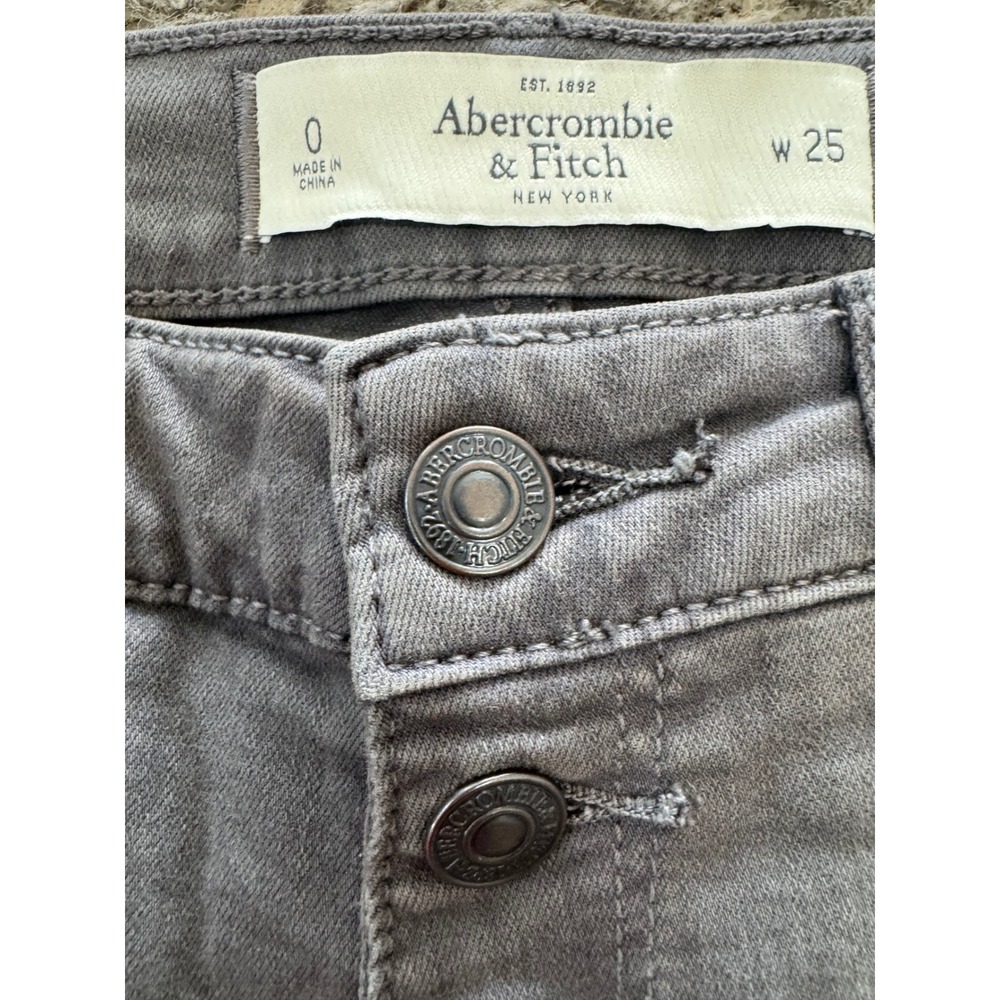 Abercrombie Fitch Gray‎ High Rise Button Fly Skinny Jeans Womens Size 0 25 - Picture 7 of 9